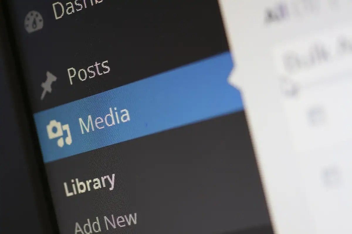 Panou WordPress cu meniurile Posts și Media pentru scrierea articolelor de blog